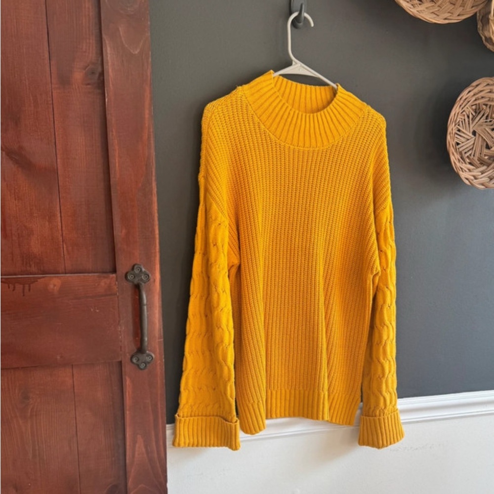 Crown & Ivy Mustard Cowl Neck Sweater